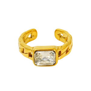 ZOGXIN Fashion Gold Zircon Open Ring For Women Geometric Design Party Jewelry - Product Image 5