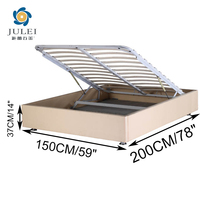 Cadre de lit avec rangement relevable, espace de rangement profond, lit en bois avec rangement inclinable à 45 degrés