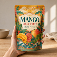Sachet Doypack Personnalisé Imprimé pour Fruits Secs (Mangue), Emballage Sécurisé pour Snacks (Sucre et Chips de Pommes de Terre)