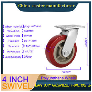 Hochleistungs-Doppelkugellager-Räder aus Rotem Polyurethan (PU) 4" 5" 6" 8", Schwerlastrollen mit Bremse für Werkbänke - Product Image 3