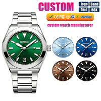 Montre analogique à quartz de luxe pour homme, en acier inoxydable, sport, 40 mm, étanche 5 ATM, aiguilles lumineuses