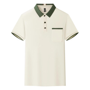 Polo uni avec bordure contrastée en polyester à manches courtes pour usage quotidien - Product Image 4