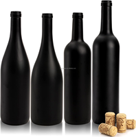 Bouteille de vin rouge personnalisée noire mate, whisky et vodka classiques, best-seller de haute qualité, 750 ml, 1 l avec bouchon