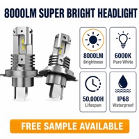 Ampoules de phares de voiture LED H4 6000K Blanc froid Super Lumineuses Plug and Play Taille Mini 1:1 Sans erreur pour Voitures et Motos