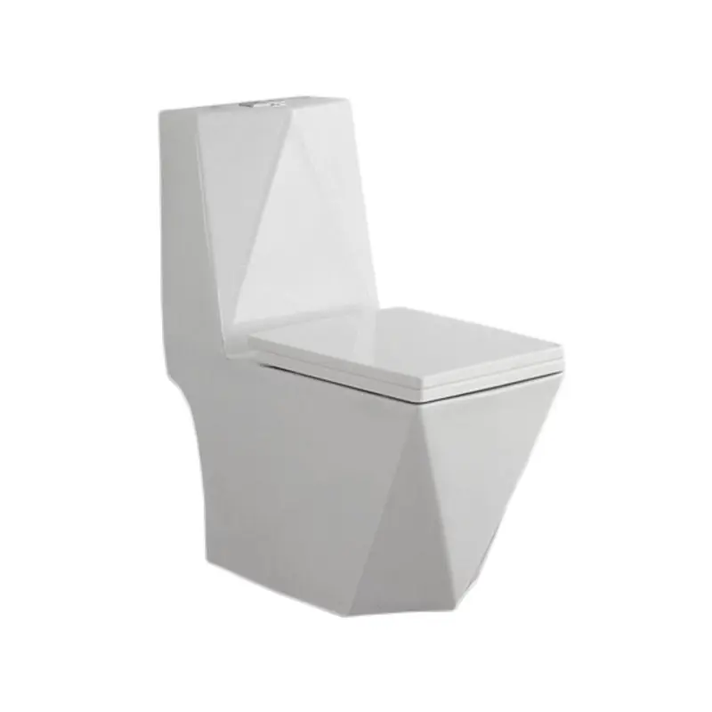 KD-T007P gute Verarbeitung Keramik WC Badezimmer Toiletten Einteilige Toilette Diamant-Design Bodenbefestigung Viereckige Wasserschrank-Sitz