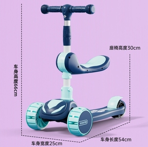 Trottinette pour enfants pliable, réglable, avec roues en PU lumineuses, 3-en-1, 6-8 ans, avec musique et pédale lumineuse - Product Image 5