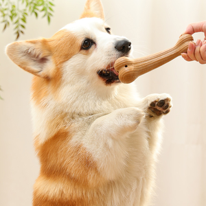 Kemik şeklinde dayanıklı çam ahşap Pet köpek çiğnemek oyuncak eğlence gevşeme ve diş temizleme için çevre dostu interaktif oyuncak - Product Image 2