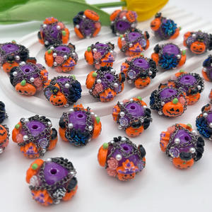 2025 nouveauté Halloween 16*25mm fleur citrouille fantôme perles bricolage acrylique perles en plastique pour stylo téléphone chaîne bijoux collier - Product Image 2
