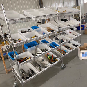 Carrito de recogida de malla de alambre de cuatro capas inclinado de rotación logística de 1200*450*1600mm, estante de almacenamiento cromado, carrito de clasificación - Product Image 2