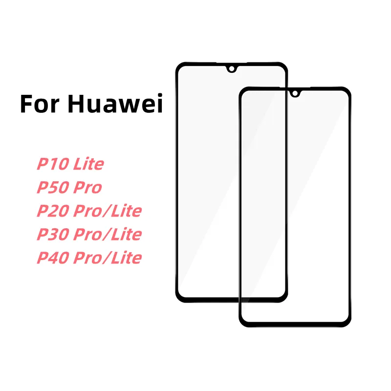 Mobile Phone Glass with OCA For Huawei P20 P30 P40 P50 Pro Lcd Touch Panel Front Outer Glass For Huawei P10 P20 P30 P40 Lite