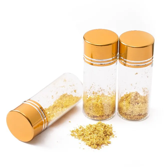 Véritable 1 g par bouteille en or pur 99.9% pour décorer les aliments et les boissons et le visage comestible feuille d'or véritable 24 K poudre mince