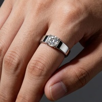 Labor-Gezüchteter Diamant Herren-Verlobungsring S925 Silber PT950 14K/18K Weißgold Runder Brillantschliff Klassischer Stil