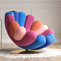 Fauteuil de Salon Moderne avec Accoudoirs, Design Italien, Canapé d'Hôtel Coloré, Tissu Velours Moderne, Fauteuil Pivotant Anémone