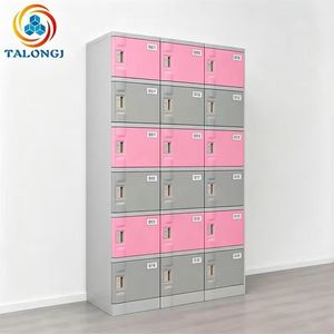 Armario Metálico Rosa Gris con Múltiples Puertas, Armario de Almacenamiento, Armario para Vestuario de Gimnasio o Escuela - Product Image 1