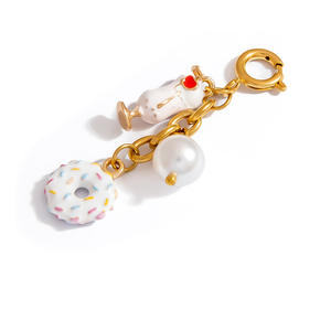 Colgantes de comida de acero inoxidable: taza de café, donut, llavero, cadena para bolso, accesorios de joyería DIY, regalo unisex, origen Yiwu - Product Image 5