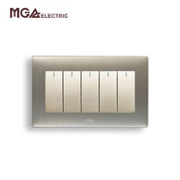 Interrupteurs muraux électriques MGA 5 Gang 1 voie et 2 voies en acier inoxydable 10A 250V