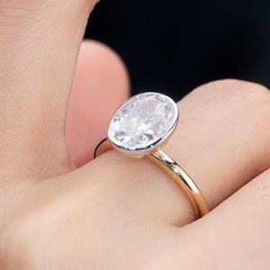 Joyería Messi MSR-1296, Anillo de Compromiso de Oro Sólido de 14K con Moissanita Ovalada de 3ct - Product Image 3