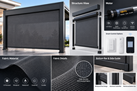 Gazebo extérieur en aluminium noir, gazebo permanent de grande taille avec chauffage, lumières LED, résistant aux fortes chutes de neige pour les climats froids