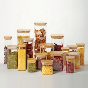 Vetro trasparente quadrato barattolo di conservazione degli alimenti con coperchio tè chicchi di caffè contenitore Snack dadi scatola sigillata <span class=keywords><strong>Organizer</strong></span> <span class=keywords><strong>da</strong></span> <span class=keywords><strong>cucina</strong></span> - Product Image 1