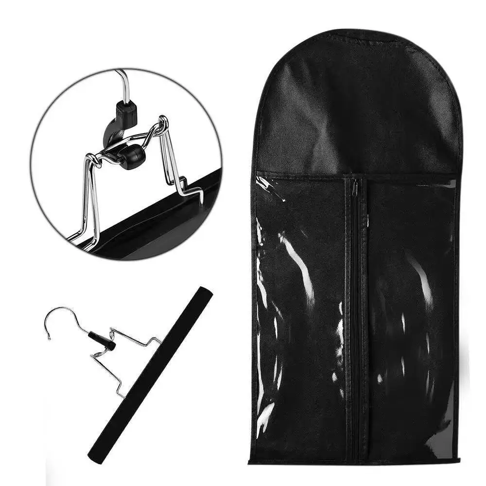 ラージダストポーチバッグ他のテキスタイルパッケージウィッグは、ハンギングフック付きヘアエクステンション収納パッケージバッグをバンドルします