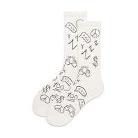 Tendance de la mode Lettres tricotées Cartoon Street White Women Bamboo Crew Socks
