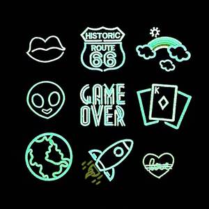 Nouveau design Patch brodé thermocollant amusant pour vêtements, motifs extraterrestre, Game Over, cœur, arc-en-ciel, lèvres, Terre - Product Image 1