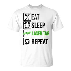 T-shirt unisexe Eat Sleep Laser Tag Repeat, taille adulte S M L XL XXL - Product Image 1