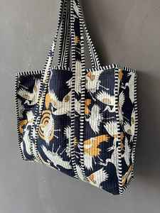 Bolsa de Mano Acolchada de Algodón con Estampado Étnico, Reutilizable, con Asas Resistentes, para Viajes, Compras, Uso Diario - Product Image 5