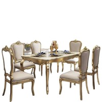 Table et chaises de salle à manger de luxe, style européen, en bois massif et marbre, parfaites pour les appartements, les hôtels et les villas