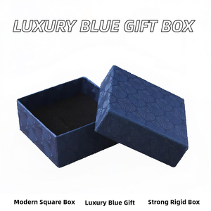 Contemporary Luxury <b>Blue</b> Rigid Cardboard Printed Medal Gift <b>Box</b> Buckle Closure Modern Square Style for Stylish Jewelry <b>Storage</b> - Product Image 2