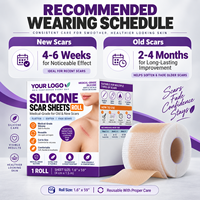 Réutilisable, pour lisser, adoucir et estomper les cicatrices (chéloïdes, acné, chirurgicales, brûlures), usage domestique, unisexe, hypoallergénique, silicone de qualité médicale, OEM ODM, élimination des cicatrices