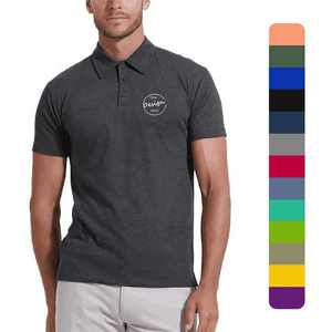 Camiseta de polo personalizada de algodón 100% para hombre, camisa de golf sólida transpirable con logotipo bordado, diseño impreso en blanco tejido - Product Image 1