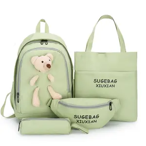 Wholesale 4pcs/set Bagpack Casual Backpack Children Canvas School Bags For Children Backpacks Kindergarten Schoolbag Kids