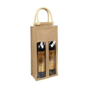 Porta Botellas de Vino de Yute Reutilizable, Ecológico y Hecho a Mano, Estilo Rústico, Tamaño y Color Personalizables, Regalos Promocionales - Product Image 1