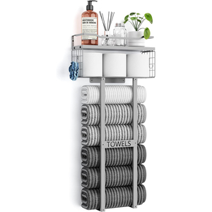 Étagère murale 3-en-1 en métal pour salle <span class=keywords><strong>de</strong></span> bain, <span class=keywords><strong>porte</strong></span>-serviettes roulé, étagère <span class=keywords><strong>de</strong></span> rangement pour salle <span class=keywords><strong>de</strong></span> bain <span class=keywords><strong>avec</strong></span> panier en fil métallique - Product Image 6