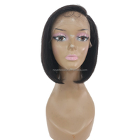 Nouveautés Perruques courtes droites sans colle en cheveux humains Remy indiens 100% avec dentelle transparente pour femmes noires