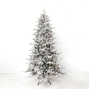 Sapin de Noël artificiel pré-éclairé de qualité supérieure avec texture de neige moelleuse, sapin de Noël floqué de neige pour la décoration de fête festive - Product Image 1