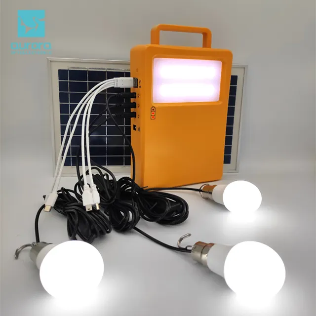 Home Mobile Laden 10W Solar LED Licht Kits Solarpanels ystem Mini Solaranlage für Afrika