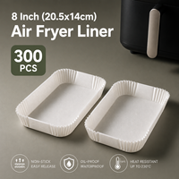 Feuilles de cuisson rectangulaires pour friteuse à air, 300 pièces, blanches, en gros, jetables, en papier sulfurisé antiadhésif 20,5x14cm pour la cuisson commerciale
