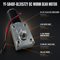 Moteur à courant continu à engrenages sans fin à couple élevé 5840F-3157ZY 12V 24V autobloquant, réducteur d'angle droit 58x40 pour lave-vaisselle et maison intelligente