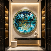 Décoration murale islamique 3D artisanale en MDF, résine époxy et diamants en cristal, style art moderne, idéale pour la décoration intérieure