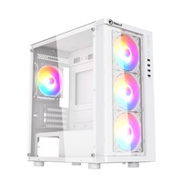 PC durumda M-ATX orta kule temperli cam beyaz renk yatay oyun bilgisayarı vaka