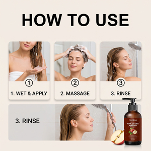 Shampoo au vinaigre de cidre de pomme avec aloe vera, formule douce et nourrissante pour des cheveux lisses et sans nœuds - Product Image 6