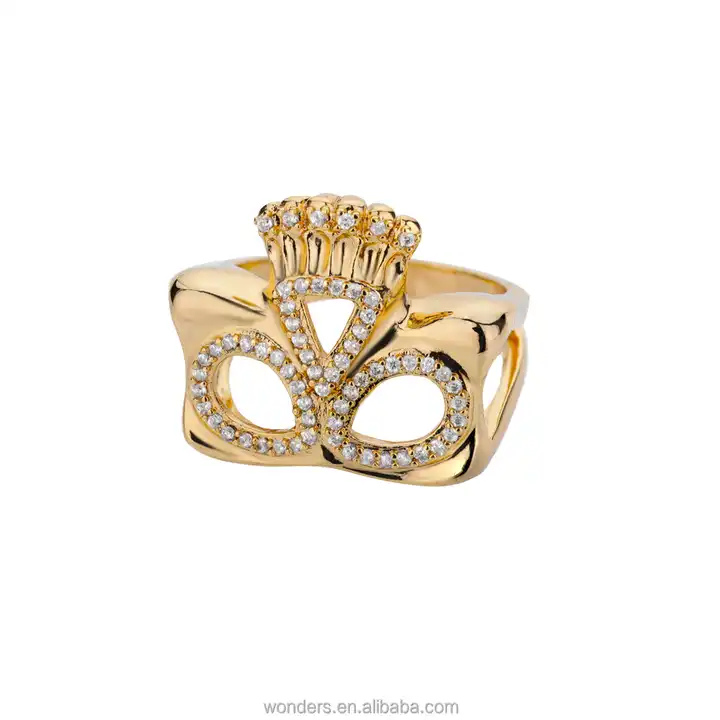Set Of Gold Tiara Ring With Heart Shape Diamond And Band Ring Stock Photo -  Download Image Now - iStock