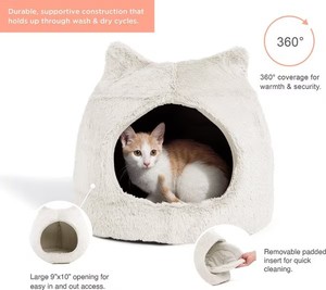 <span class=keywords><strong>Lit</strong></span> de chat et de chien couvert de <span class=keywords><strong>cabane</strong></span>, gris, standard, petits textiles doux, support confortable pour Petsr et <span class=keywords><strong>lit</strong></span> de chat en peluche, blanc - Product Image 2