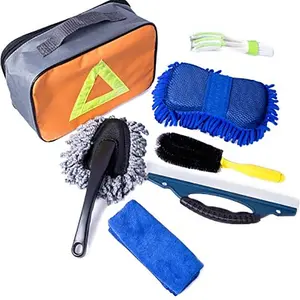 Kit de limpieza de microfibra portátil para el cuidado del coche, conjunto de lavado de coche, 7 Uds., superventas