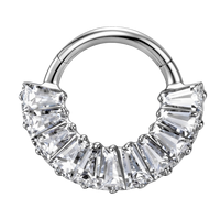 Anneau de nez en titane G23 de qualité implantaire ASTM F136 avec zircon, piercing corporel, clicker pour septum nasal, bijoux de mode pour le corps