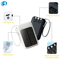 Chargeur solaire Power Bank 10000mah Batterie externe Power Bank solaire avec écran LED Câbles intégrés