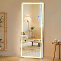 Offre Spéciale Miroir mural de bain sans cadre à LED à gradation 3 couleurs avec coins arrondis pour chambre à coucher salon dressing ou hôtel