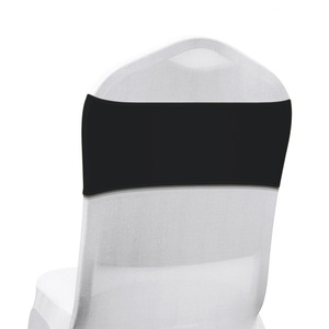Elastic Chair Back Sash Solid Color Polyester Wedding Party Banquet Hotel Decoration White Dark Blue Red Rectangle Shape - Product Image 1